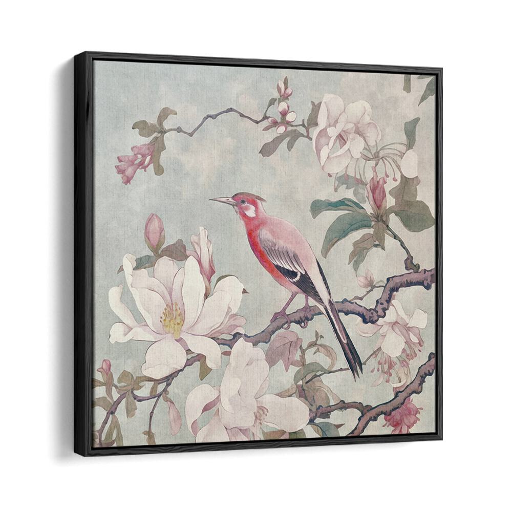 Vibrant CHINOISERIE BIRD IV, ANIMAL PAINTINGS featuring a colorful bird among beautiful flowers, perfect for spring decor.
