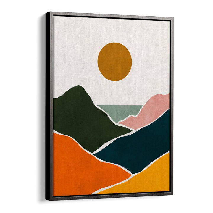 Vibrant WATERCOLOR VIII, LANDSCAPE PAINTINGS showcasing serene hills and sun, perfect for enhancing your decor.