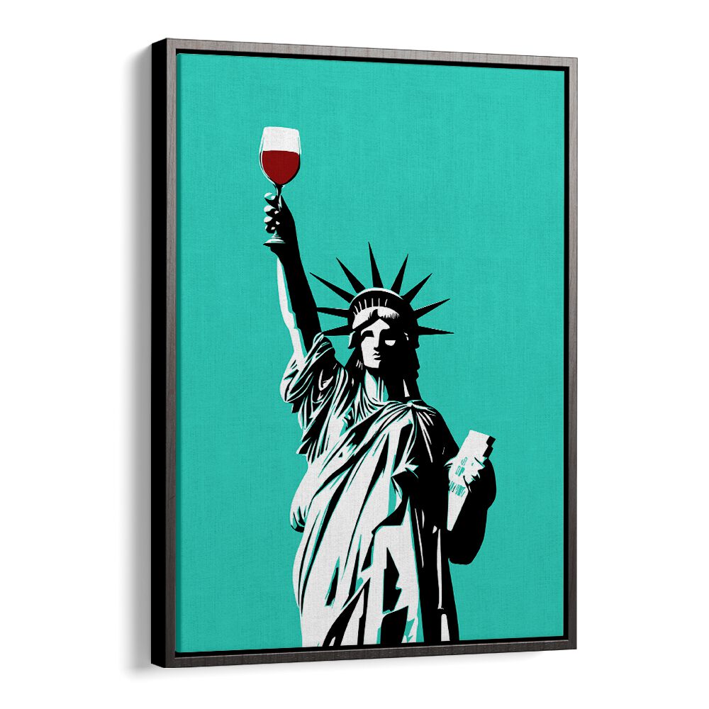 Celebrate the LIBERTY OF WINE with this vibrant pop art painting featuring a wine glass and iconic statue.