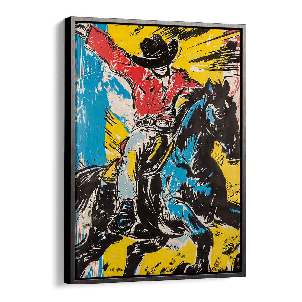 Vibrant RODEO, COWBOY artwork capturing the spirit of adventure and rugged trails in modern Americana style.