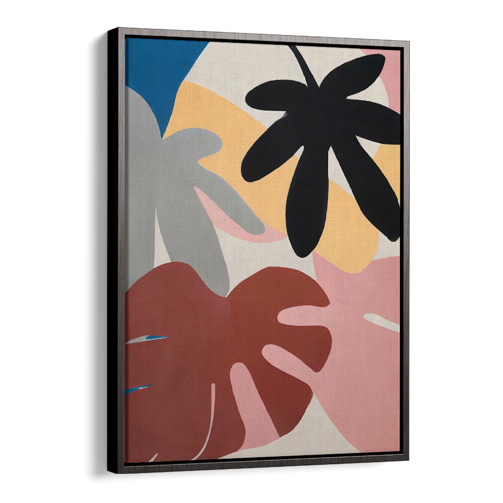 JUNGLE VIBES, FLORAL FLOWER PAINTINGS featuring bold abstract leaves in earthy tones by BlackFloater.