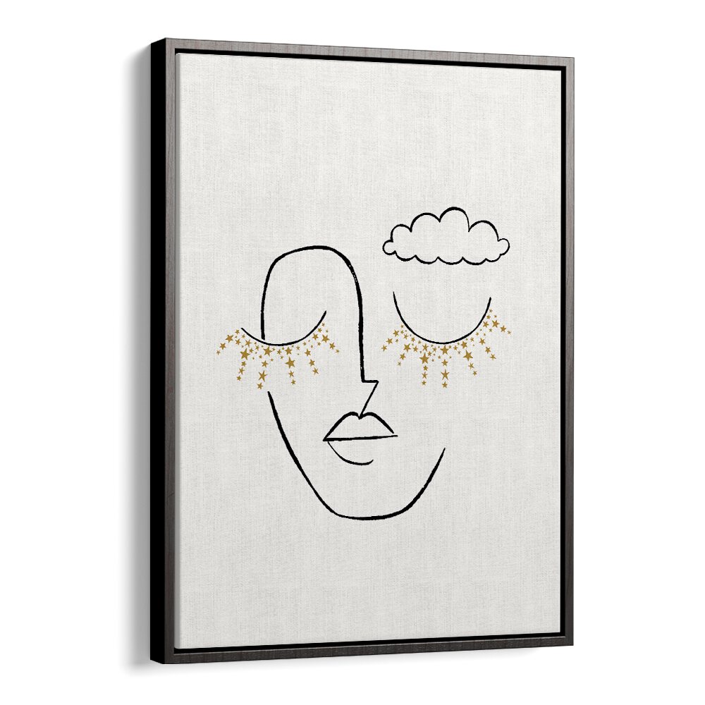 Stylish DAYDREAMER, LINE ART PAINTINGS feature a serene face design, enhancing any modern living space beautifully.
