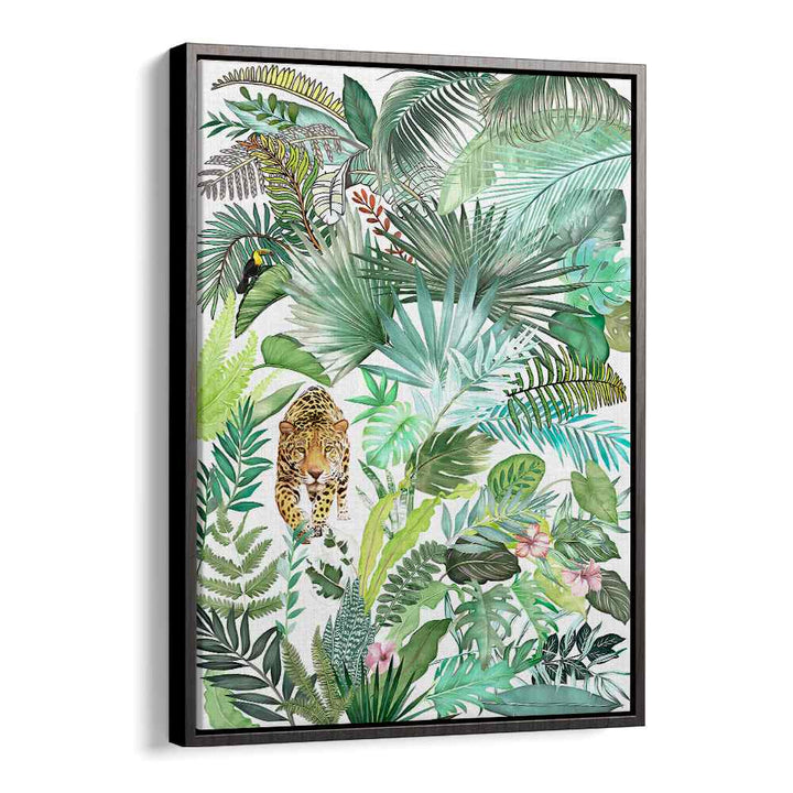 JUNGLE LEOPARD III , FLORAL FLOWER PAINTINGS