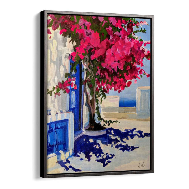 Bright pink bougainvillea blooms against a serene backdrop in CABO, FLORAL FLOWER PAINTINGS collection. Perfect for any space!