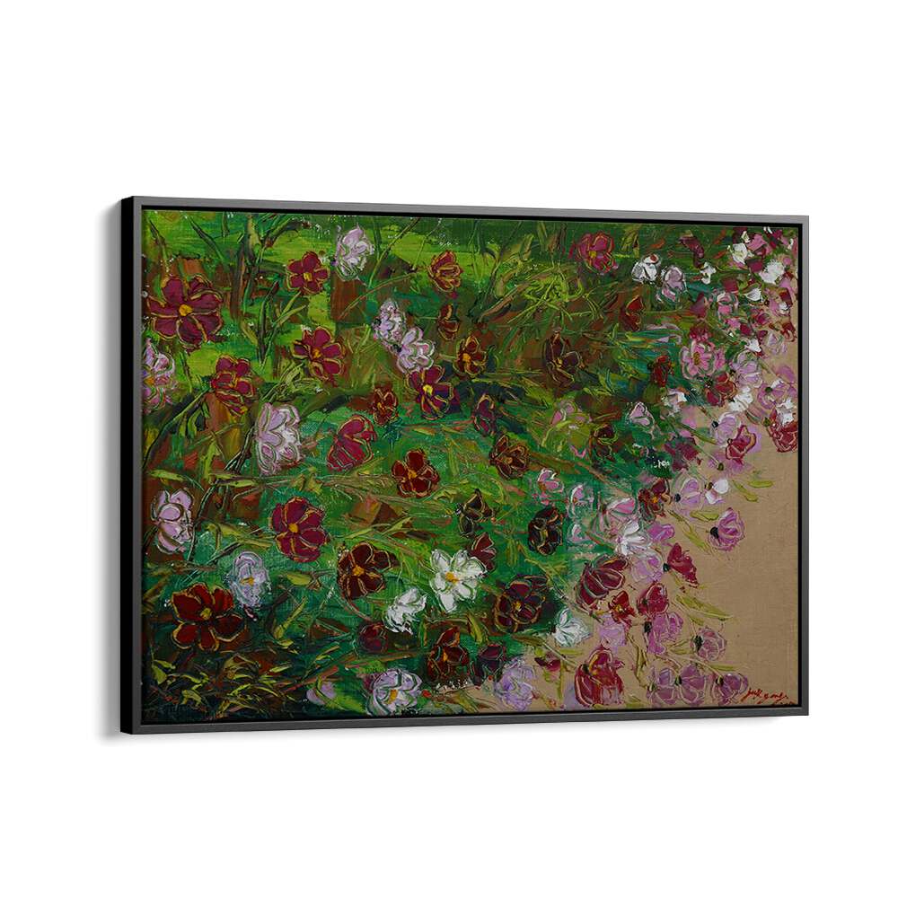 Vibrant COSMOS CANVAS, FLORAL FLOWER PAINTINGS showcasing a lush garden of colorful blooms. Perfect for any decor!