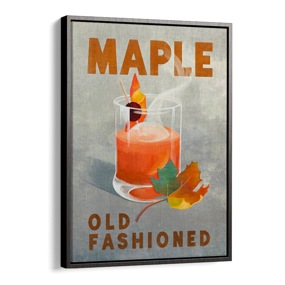 Maple Old Fashioned bar art poster featuring a vibrant cocktail, perfect for elevating your bar decor.