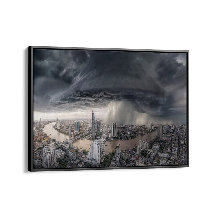 Dramatic clouds over Bangkok skyline captured in BANGKOK RAIN, PHOTOGRAPHY PRINTS for surreal art lovers.