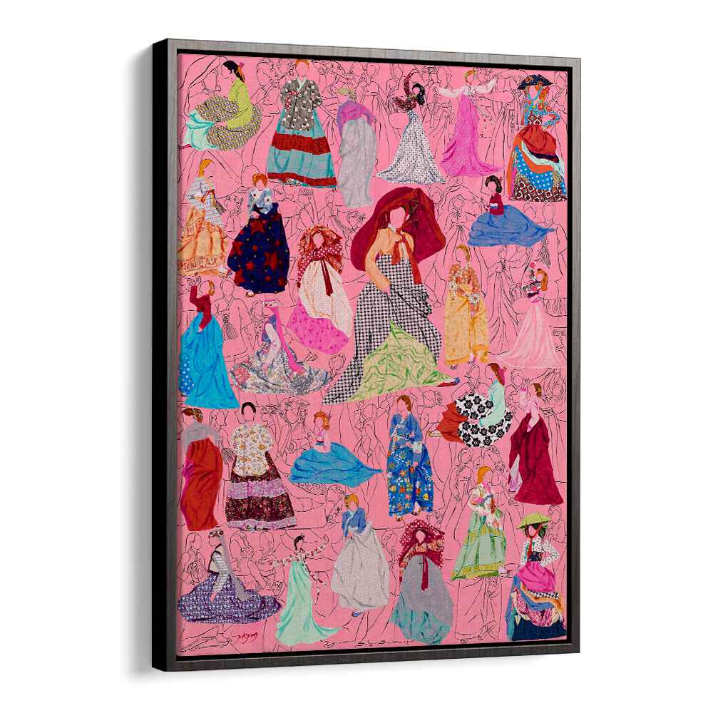 Colorful PICNIC, FASHION POSTERS showcasing stylish figures in vibrant dresses, perfect for any chic decor.