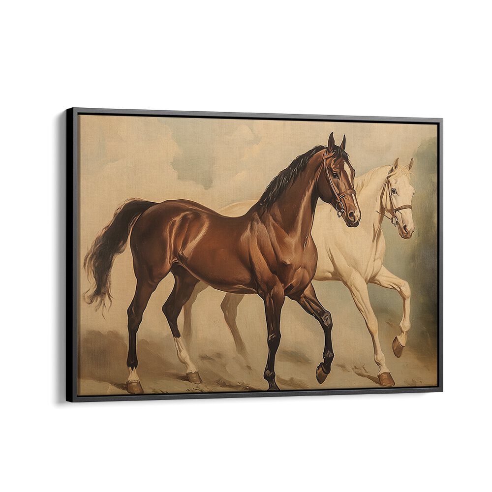 Stunning DUO HORSES GALLOPING, ANIMAL PAINTINGS showcasing the beauty and strength of equine art for enthusiasts.