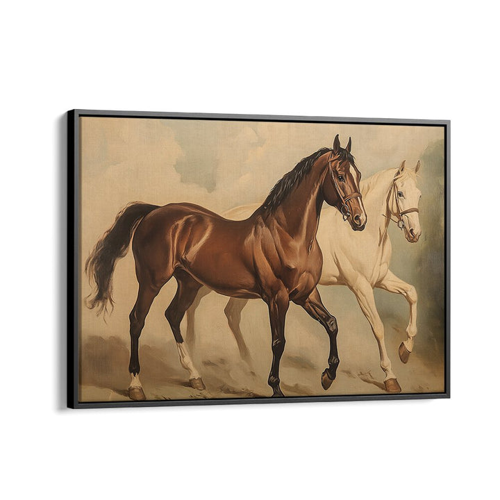 Stunning DUO HORSES GALLOPING, ANIMAL PAINTINGS showcasing the beauty and strength of equine art for enthusiasts.