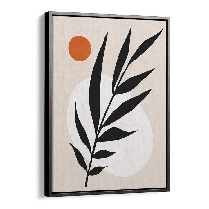 Stunning WATERCOLOR V, BOHO ART PAINTINGS showcase a black leaf design with a warm orange sun, enhancing any decor.