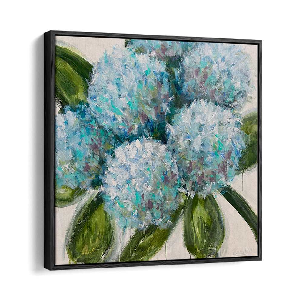 Stunning BLUE HYDRANGEAS LEAVES, FLORAL FLOWER PAINTINGS bring vibrant nature indoors, perfect for home decor.