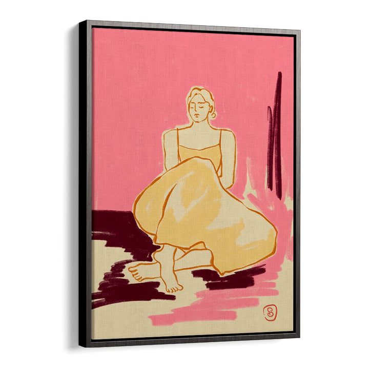 Vibrant art print featuring a seated figure against a pink backdrop, perfect for a PINK DREAM, VIBRANT decor.