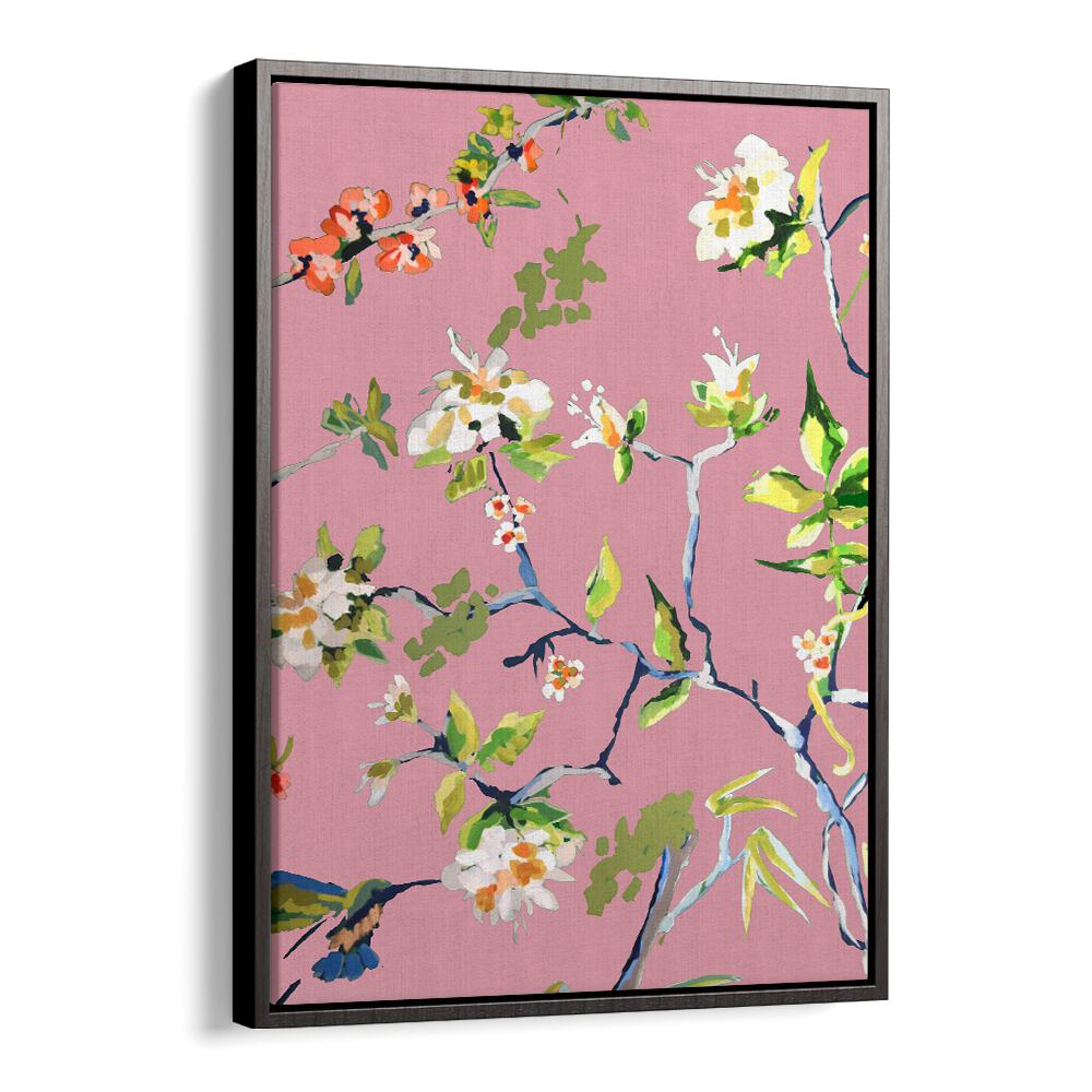 Enhance your space with DINING ROOM WALLS PINK I, FLORAL FLOWER PAINTINGS, featuring elegant floral designs on pink.