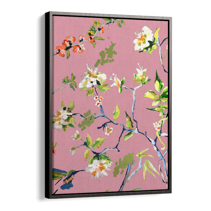 Enhance your space with DINING ROOM WALLS PINK I, FLORAL FLOWER PAINTINGS, featuring elegant floral designs on pink.