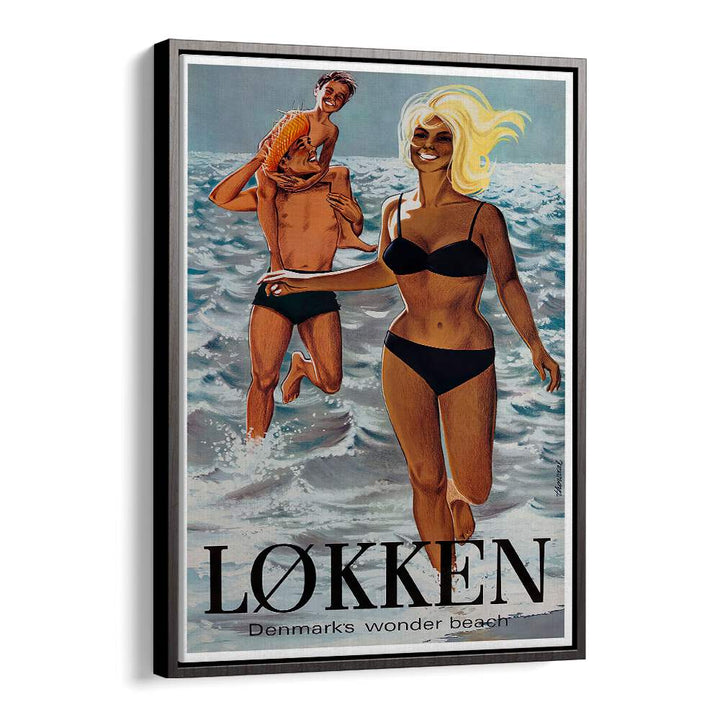 Discover the charm of LOKKEN BEACH DENMARK, VINTAGE TRAVEL POSTERS, showcasing joyful beach moments and nostalgia.