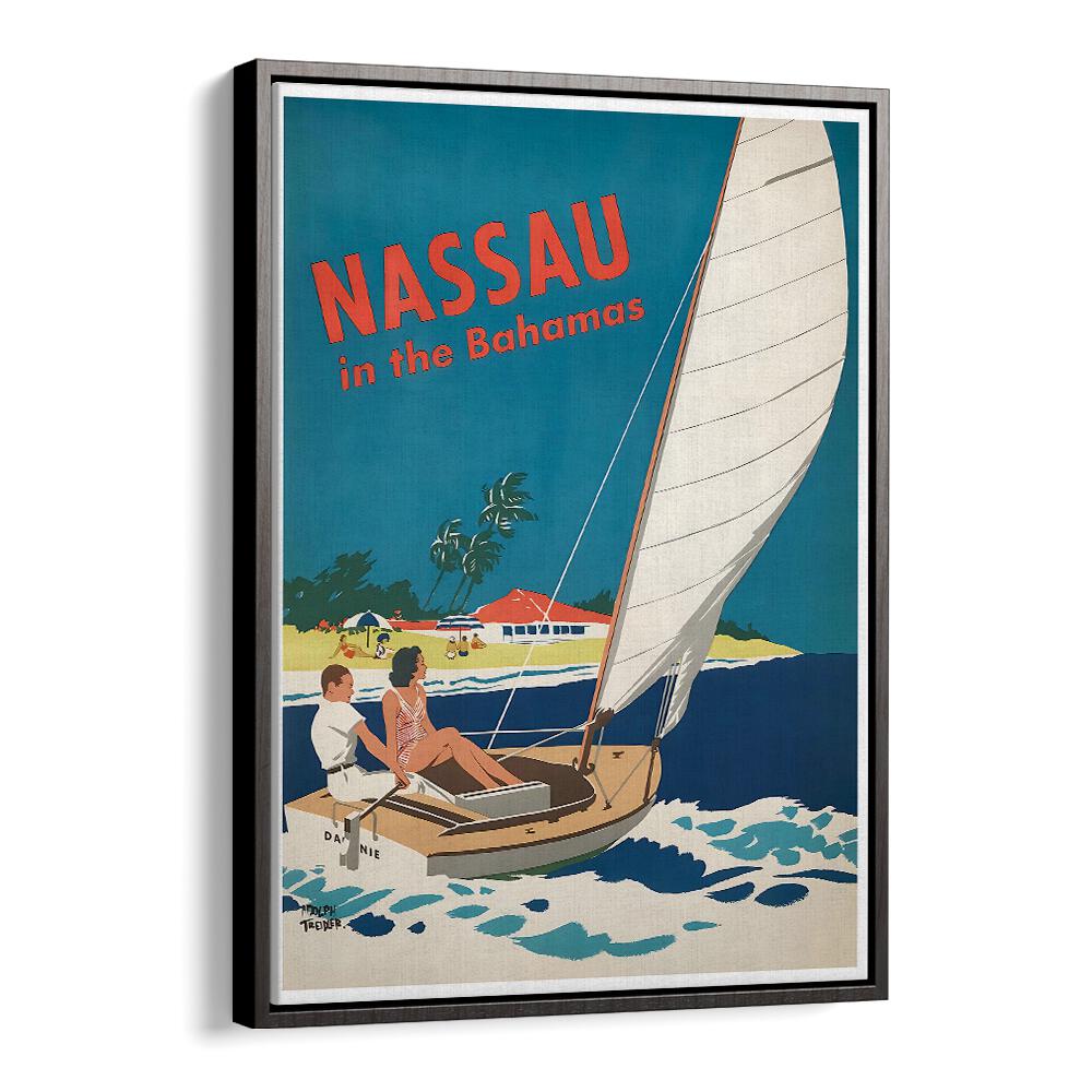 NASSAU I, VINTAGE TRAVEL POSTERS showcase a vibrant sailing scene, capturing the charm of Nassau in the Bahamas.