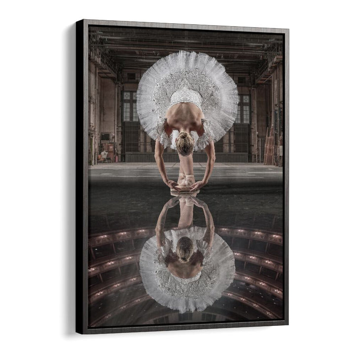 Elegant ballerina stretching gracefully, featured in BALLERINA STAGE, PHOTOGRAPHY PRINTS for enchanting decor.