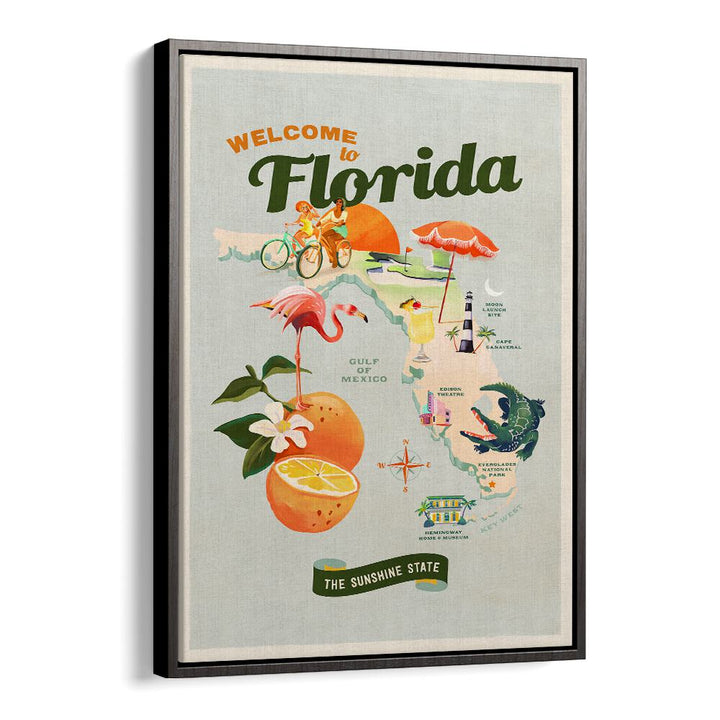 Welcome to Florida travel poster showcasing vibrant culture and landscapes, perfect for home or office decor. FLORIDA, TRAVEL POSTERS.