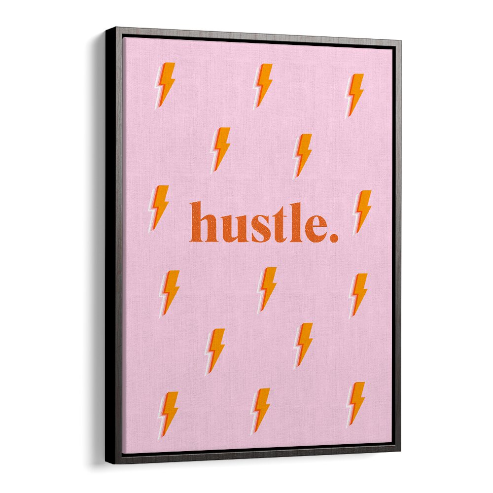Stylish HUSTLE, FASHION POSTERS featuring vibrant lightning bolts, perfect for inspiring home or office decor.