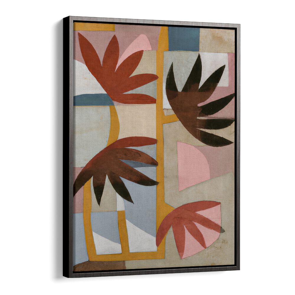 Abstract botanical shapes in warm earth tones create a modern vibe in FLOWER SAFARI, floral flower paintings by BlackFloater.