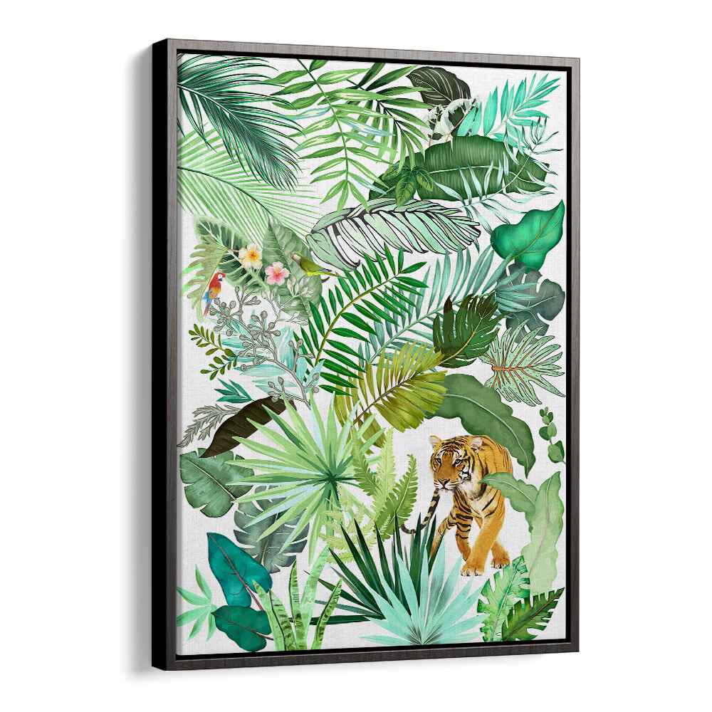 JUNGLE TIGER IV , FLORAL FLOWER PAINTINGS