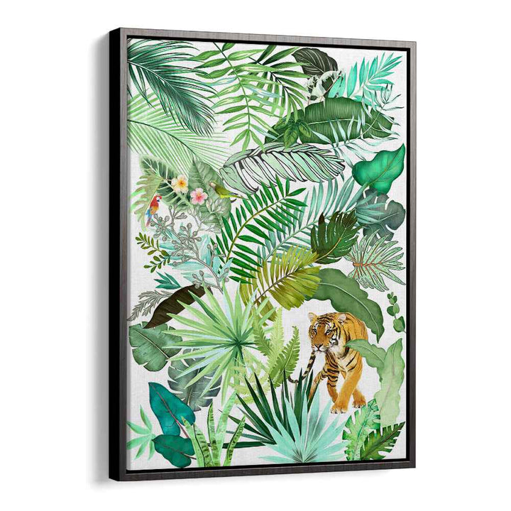 JUNGLE TIGER IV , FLORAL FLOWER PAINTINGS