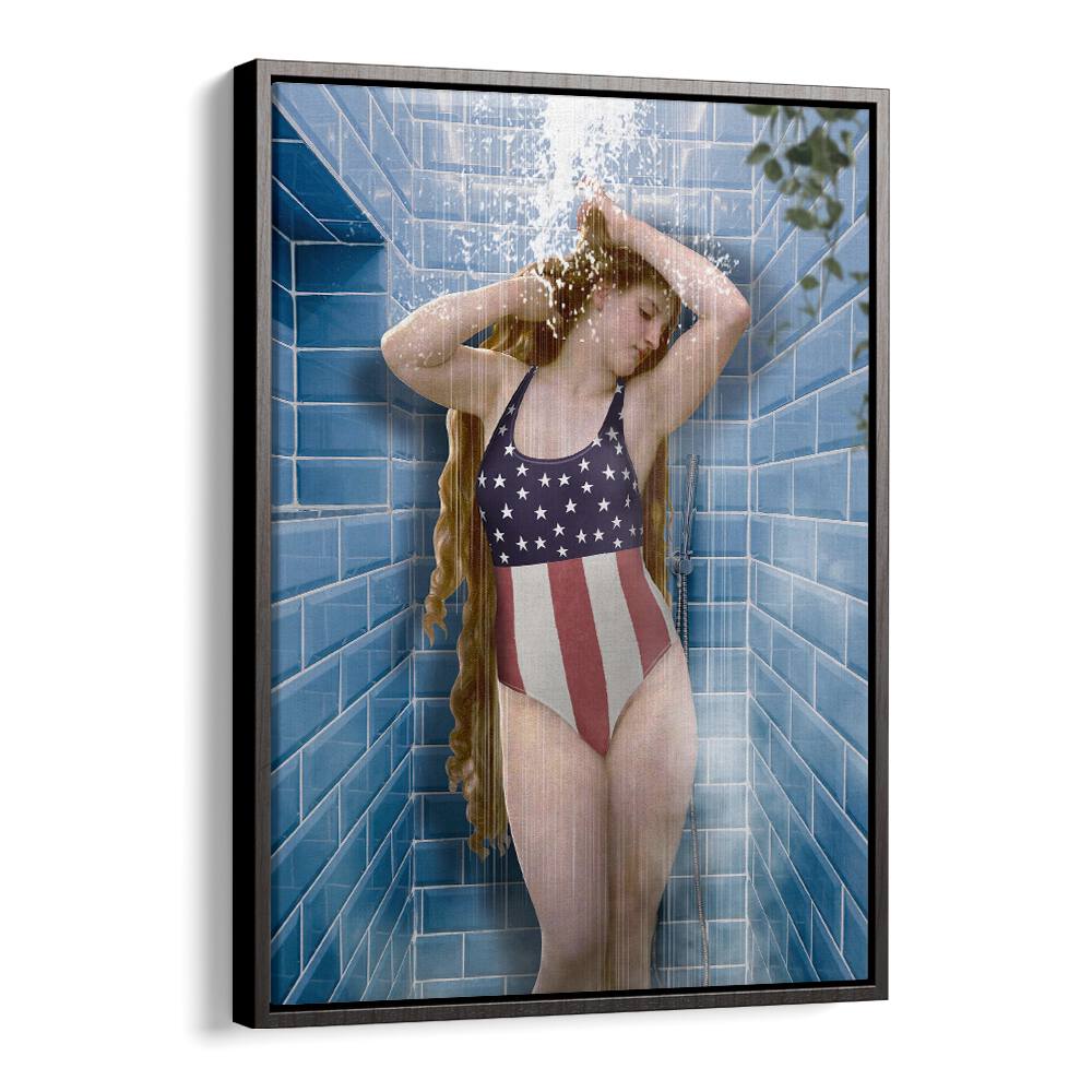Elegant wall art featuring the “BEAUTY IN SHOWER, ALTERED ART PRINTS” by Dikhotomy, perfect for your bathroom decor.