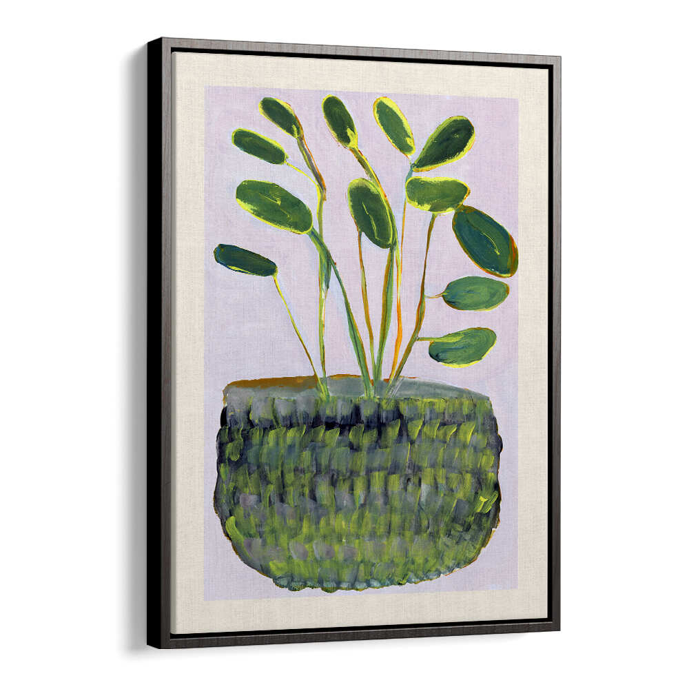 Bright green leaves in a textured pot, showcasing the beauty of nature in PLANT I, FLORAL FLOWER PAINTINGS.