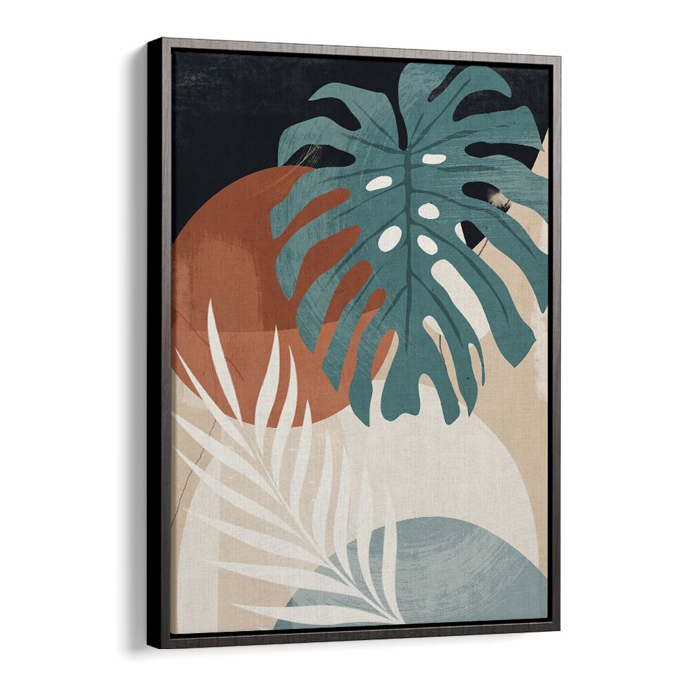 Stylish ABSTRACT ART TROPICAL LEAVES IV, BOHO ART PAINTINGS featuring earthy tones and vibrant tropical aesthetics.