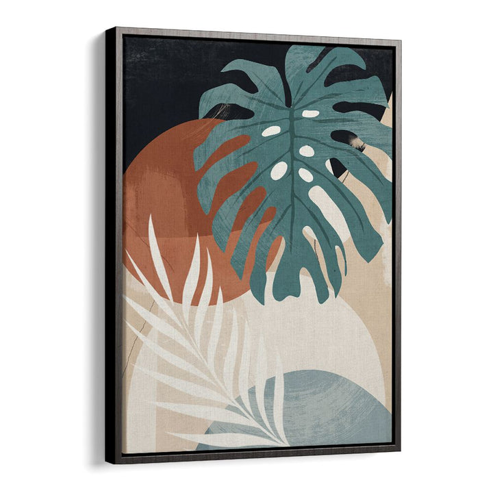Stylish ABSTRACT ART TROPICAL LEAVES IV, BOHO ART PAINTINGS featuring earthy tones and vibrant tropical aesthetics.