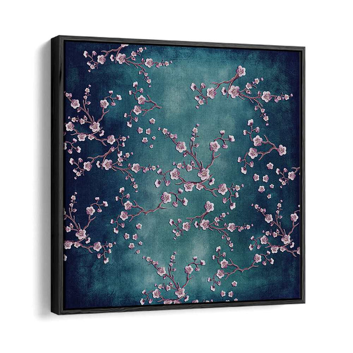 Cherry Blossom Dream, Floral Flower Paintings showcase exquisite blossoms on a rich blue background for any decor.