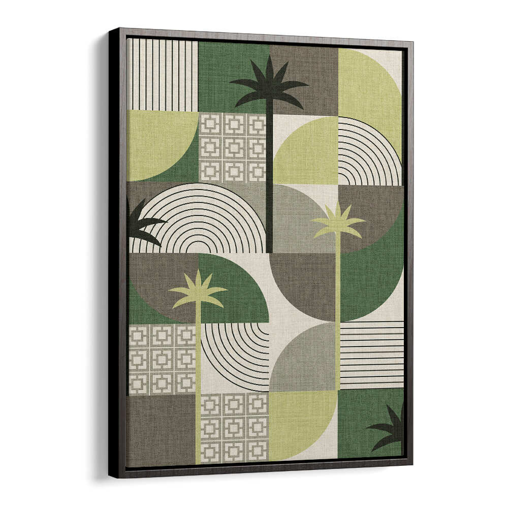 DESERT SHAPES AND PALMS GREEN , FLORAL FLOWER PAINTINGS
