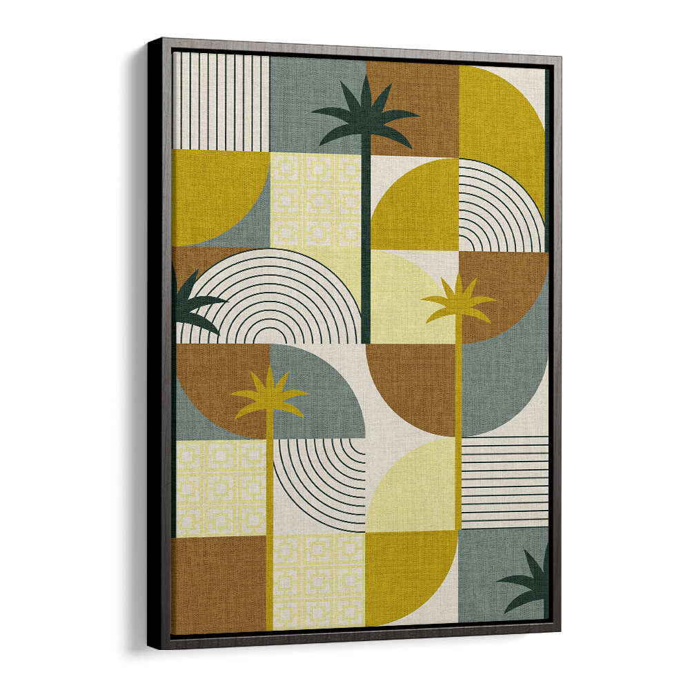 DESERT SHAPES ADN PALMS MUSTARD , BOHO ART PAINTINGS