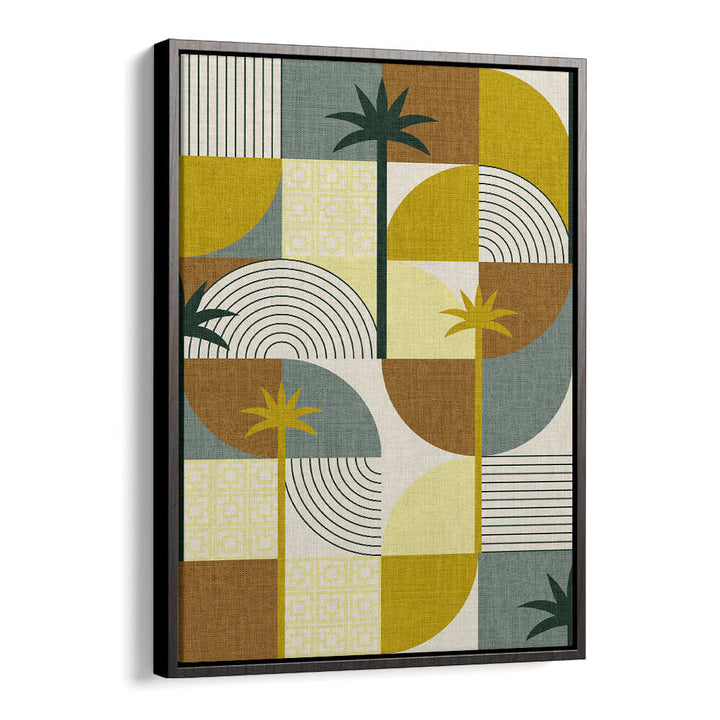 DESERT SHAPES ADN PALMS MUSTARD , BOHO ART PAINTINGS