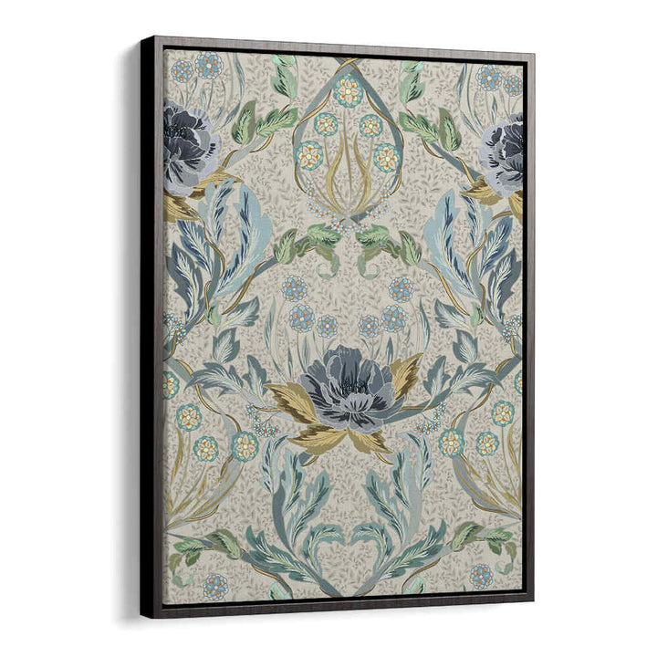 Transform your space with HAZY BLUE TINTED PATTERN, PATTERN ART PRINTS featuring intricate floral designs.