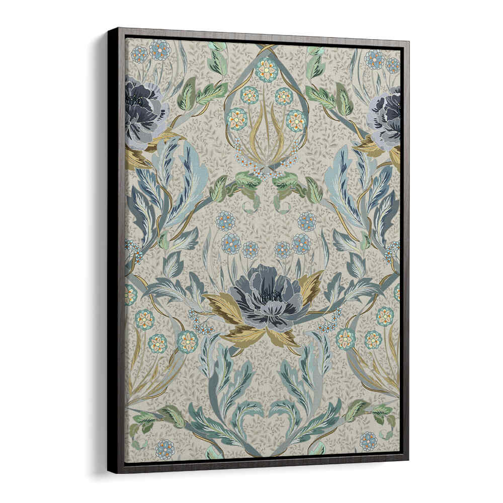 Transform your space with HAZY BLUE TINTED PATTERN, PATTERN ART PRINTS featuring intricate floral designs.