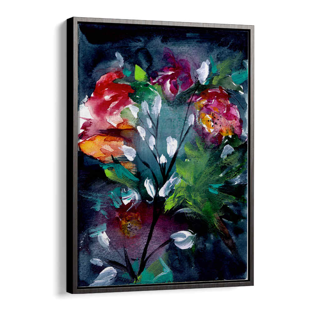 NIGHT GARDEN III , FLORAL FLOWER PAINTINGS
