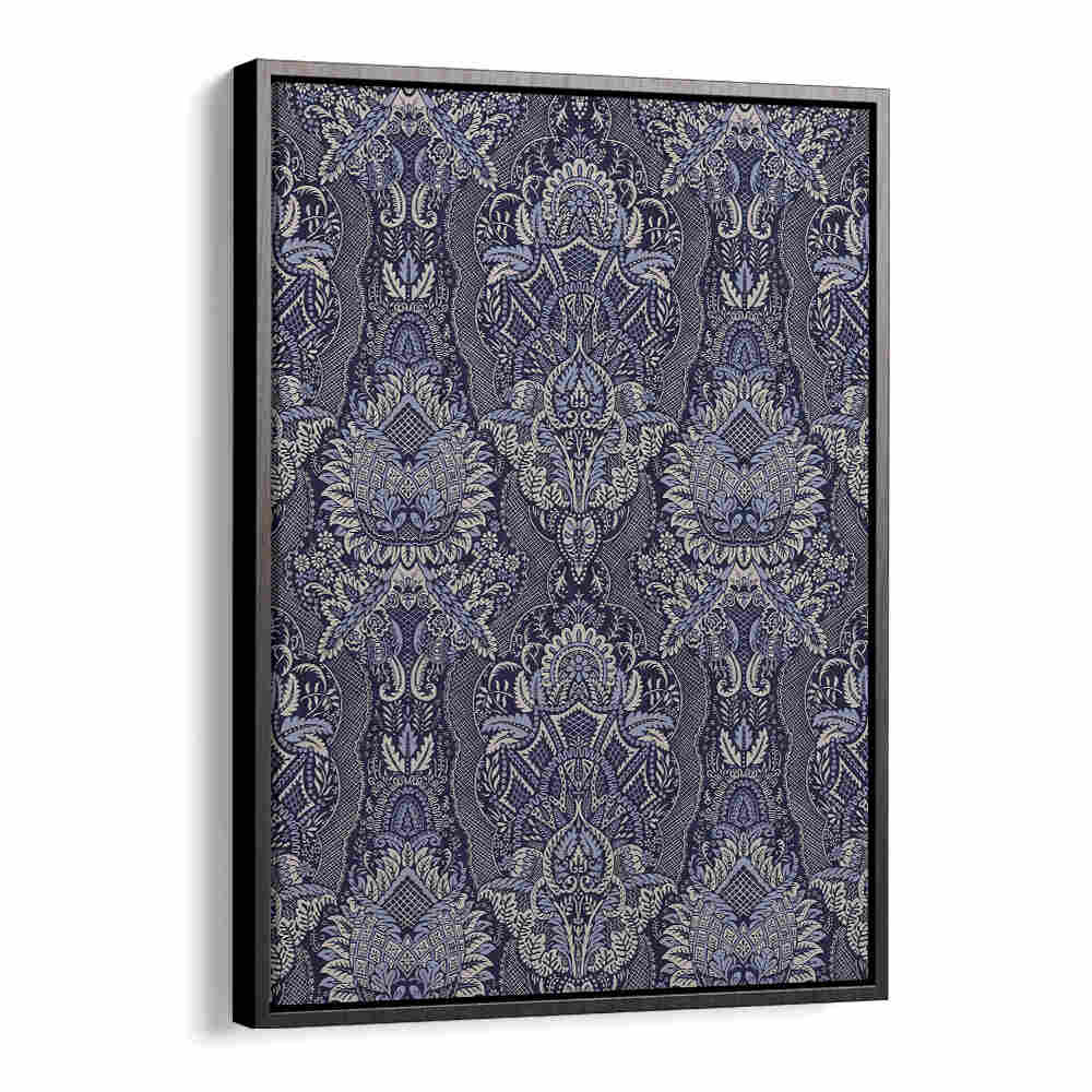 ORNATE FLORAL ELEGANCE MIDNIGHT BLUE , PATTERN ART PRINTS