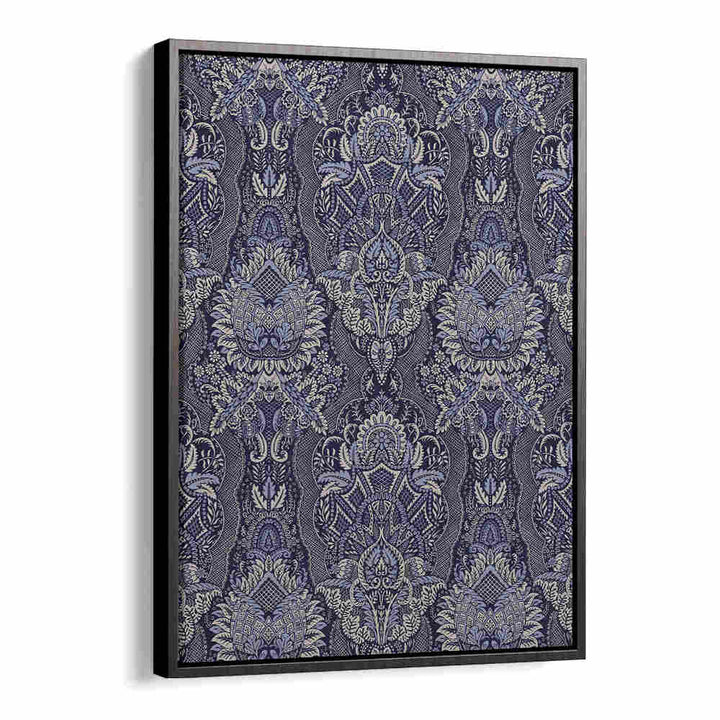 ORNATE FLORAL ELEGANCE MIDNIGHT BLUE , PATTERN ART PRINTS