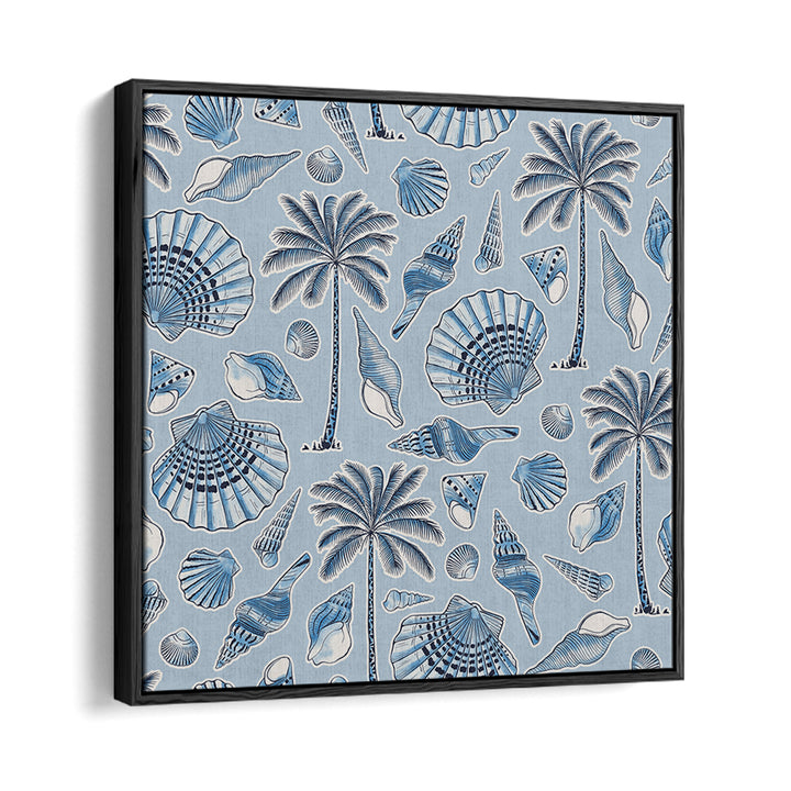 SEA SHELLS AND PALMTREES LIGHT BLUE , BEACH PAINTINGS