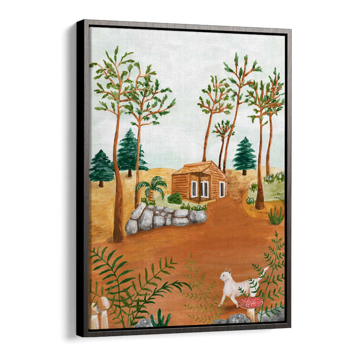 CABIN IN THE WOODS , LANDSCAPE PAINTINGS