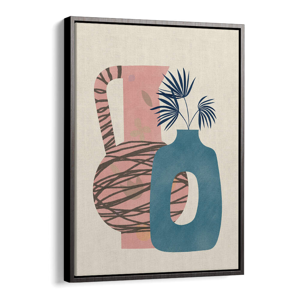 STILL LIFE WITH BLUE AND PINK VASE , BOHO ART PAINTINGS