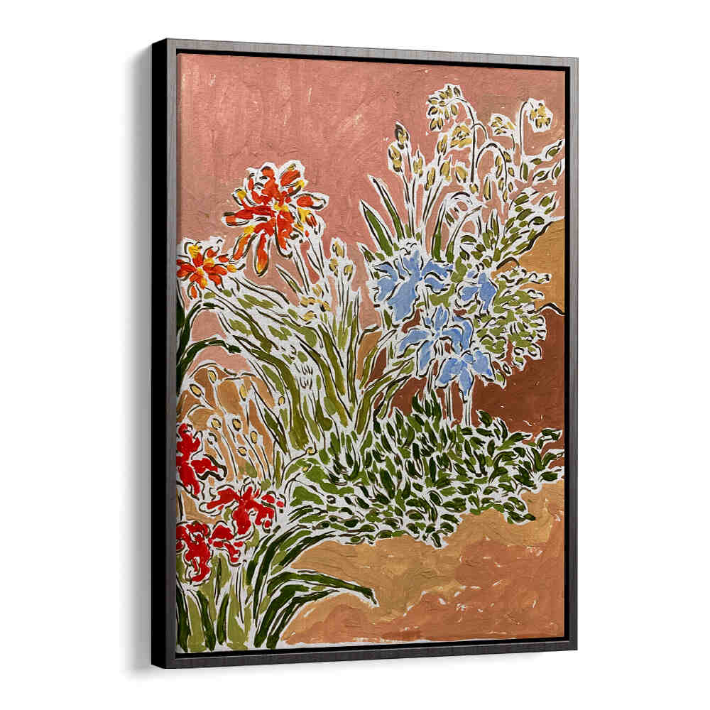 GARDEN CORNER , FLORAL FLOWER PAINTINGS