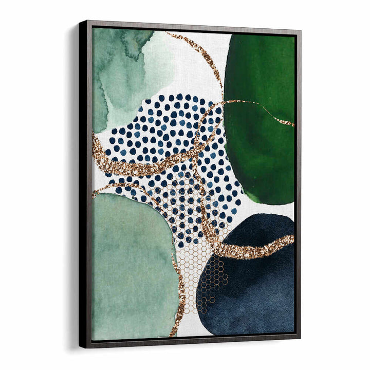 GREEN SHAPES , BOHO ART PAINTINGS