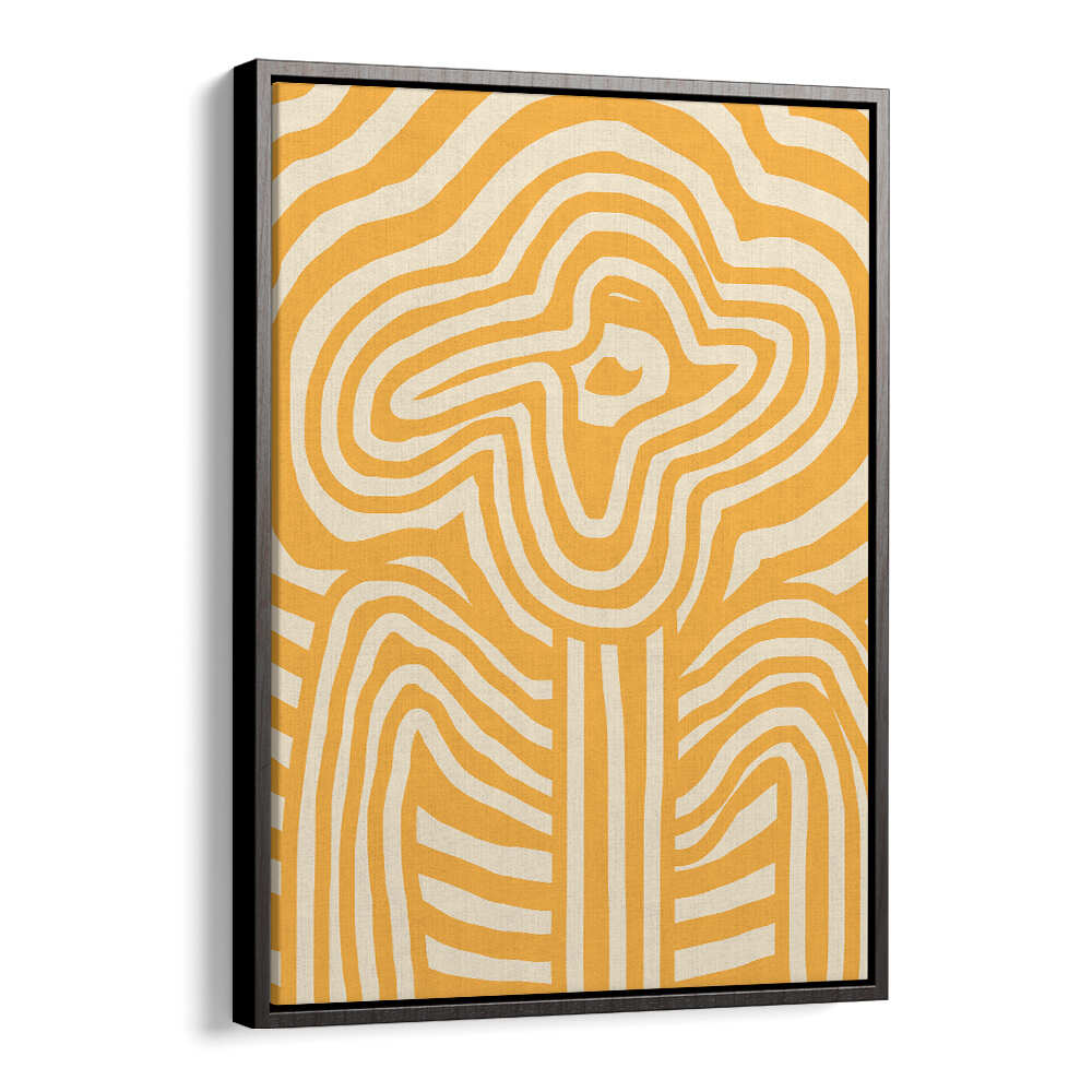 YELLOW STRIPED FLOWER , FLORAL FLOWER PAINTINGS