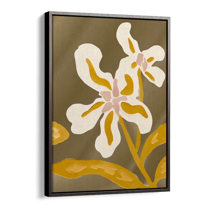 TWO GOLDEN BLOOMS , FLORAL FLOWER PAINTINGS