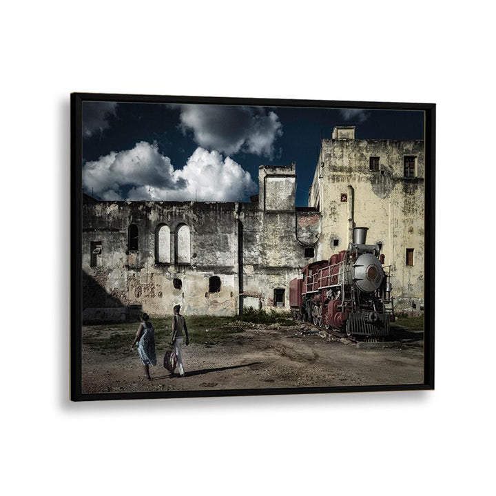 Explore the HAVANA TRAIN, PHOTOGRAPHY PRINTS, showcasing vibrant street life with a vintage train backdrop.