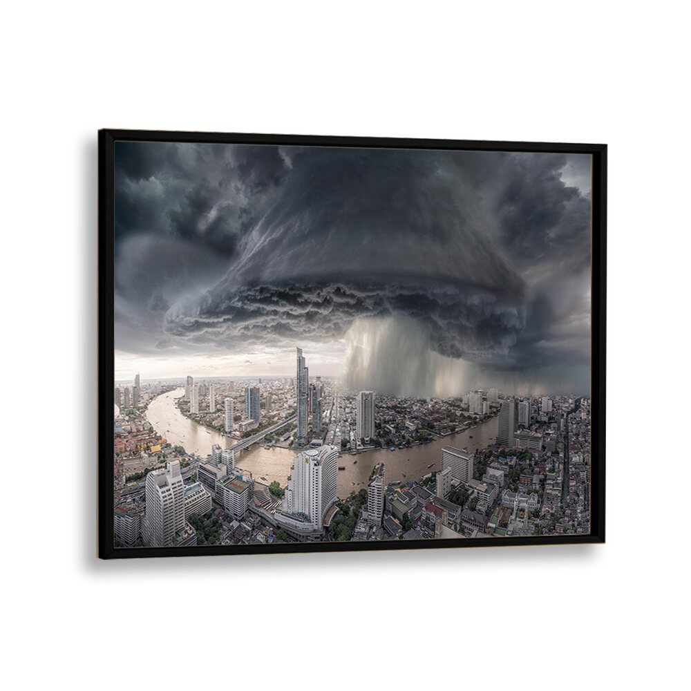 Stunning BANGKOK RAIN photography prints showcasing a dramatic storm over the cityscape, perfect for art lovers.