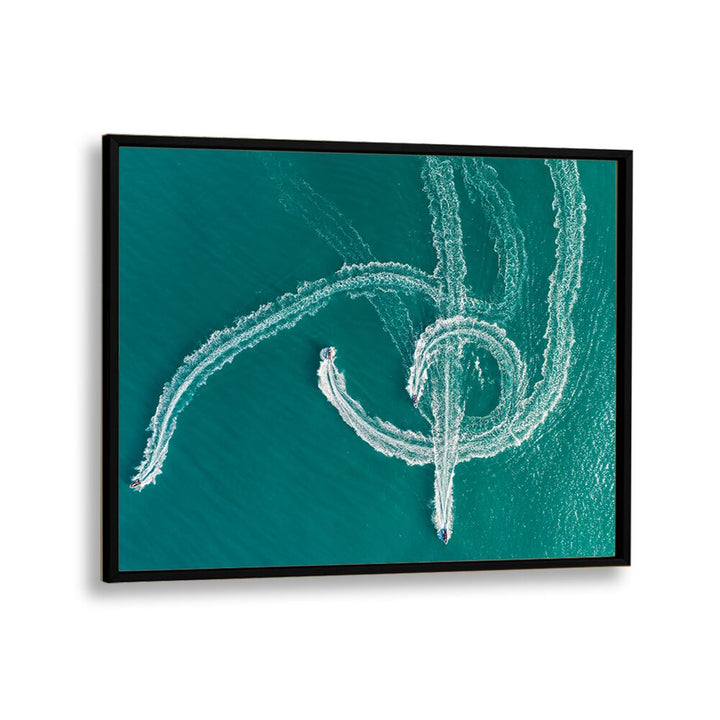 SPEEDBOAT SYMPHONY, PHOTOGRAPHY PRINTS showcase dynamic high-speed boat maneuvers against a vibrant turquoise backdrop.